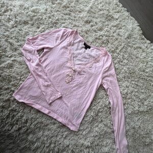 Soft pink textured fabric top, long sleeve